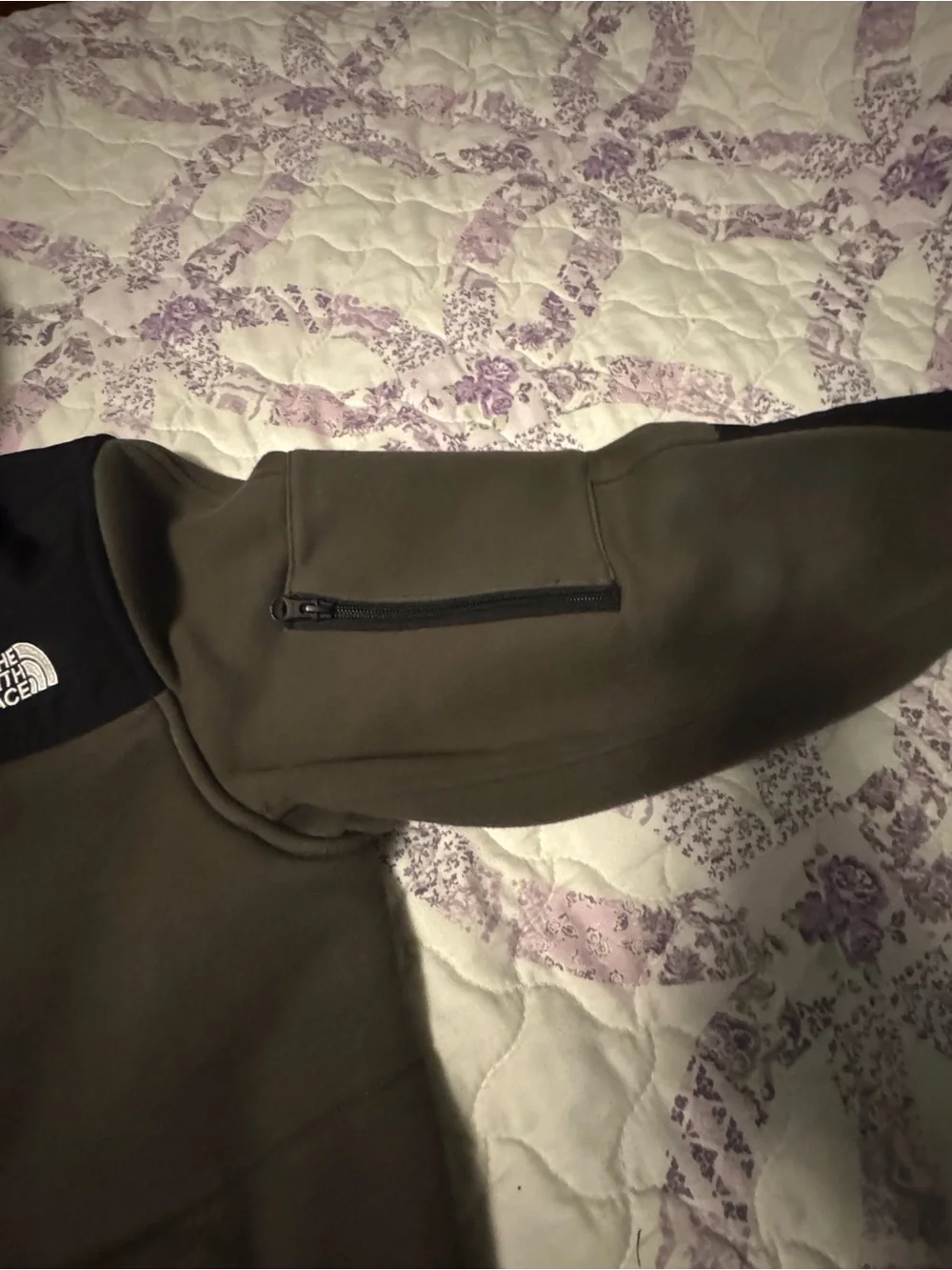 The North Face Olive Green & Black Hooded Windbreaker Jacket